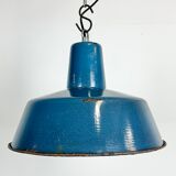 Industrial Blue Enamel Factory Pendant Lamp, 1960s