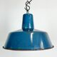 Suspension industrielle en émail bleu d’usine années 1960