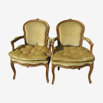 Paire de fauteuils cabriolets, Style Louis XV, Style Louis XV
