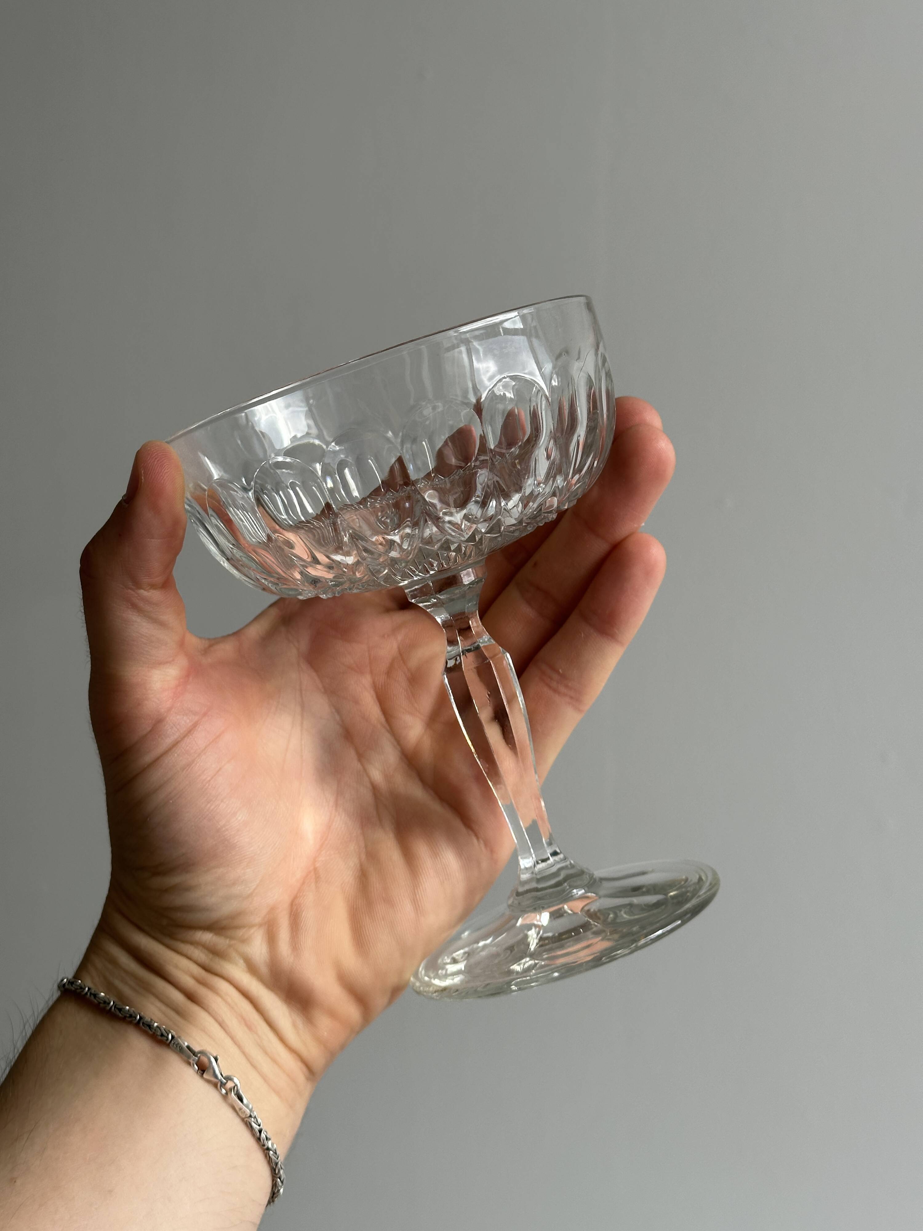 set of 3 chiseled glass glasses