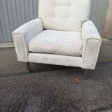 Vintage white fabric armchair