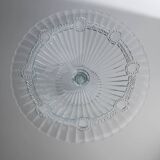 Blue pressed glass compote with pale aqua tint, 1910s Olivia Zabkowice Poland pedestal centerpiece