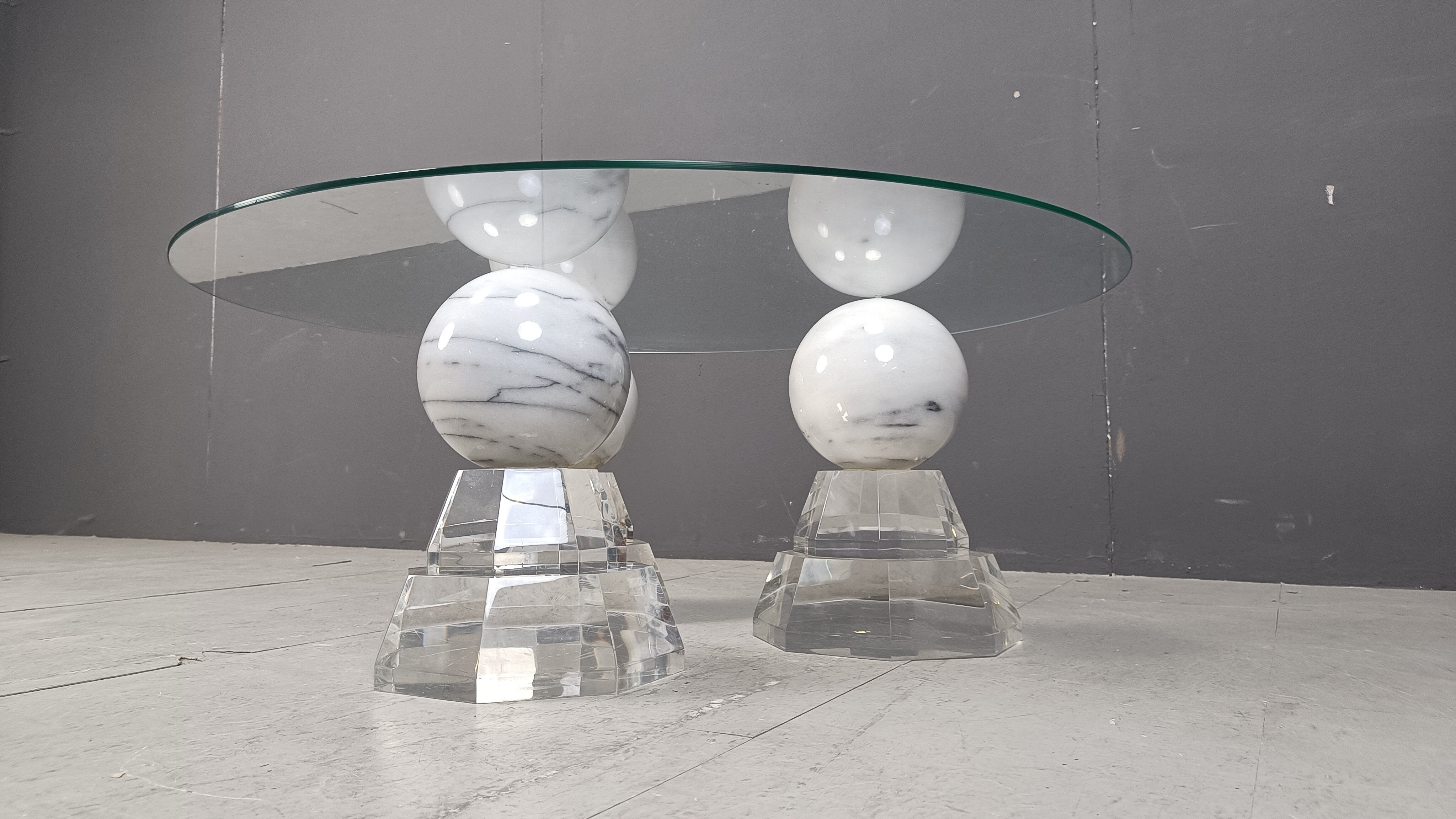Marble sphere coffee table by Roche Bobois, 1980s