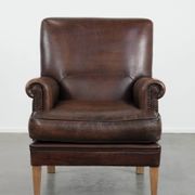 Beautiful Characterful Sheep Leather Armchair with a Deep Colour