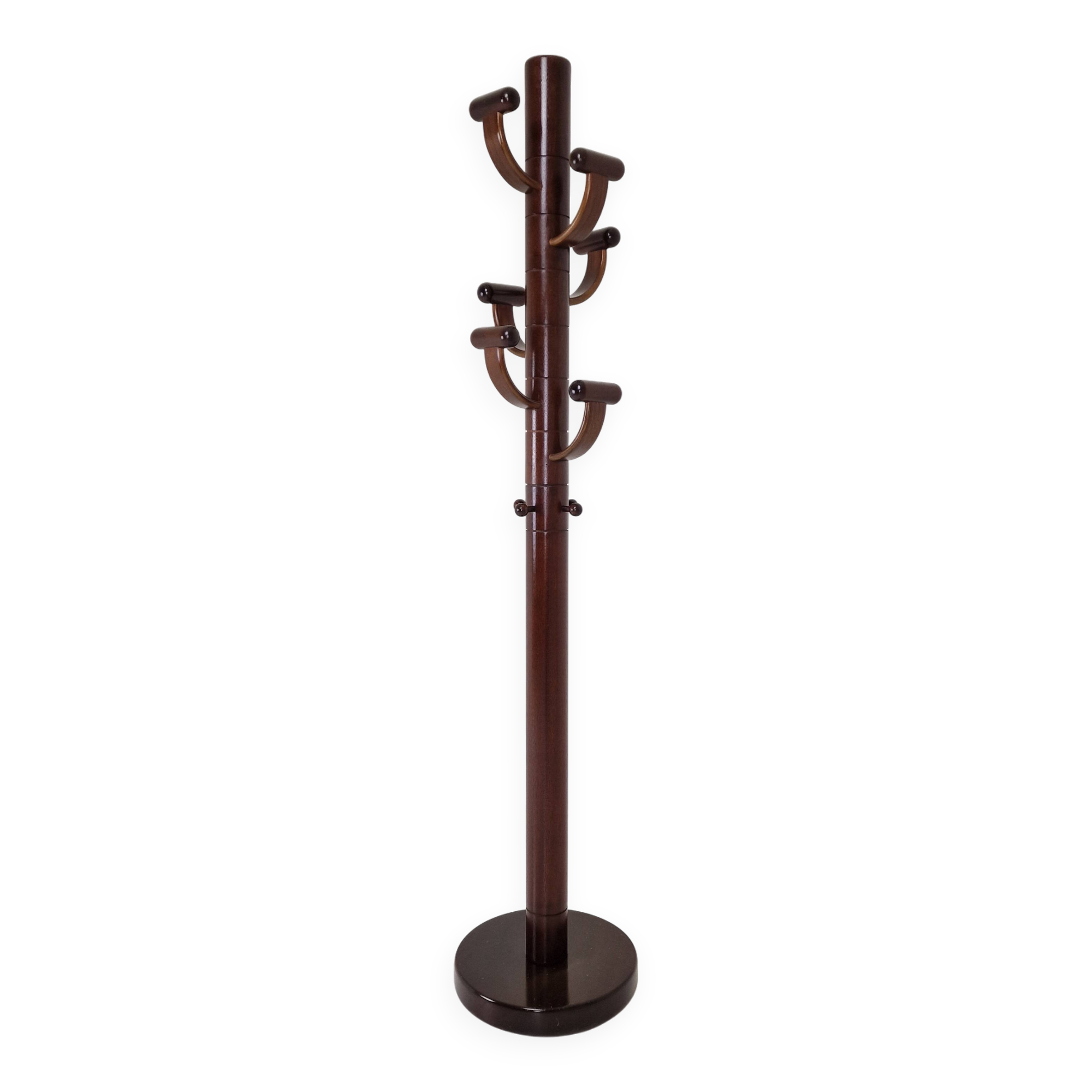 Italian Teak Wooden Coat Rack, 1980s