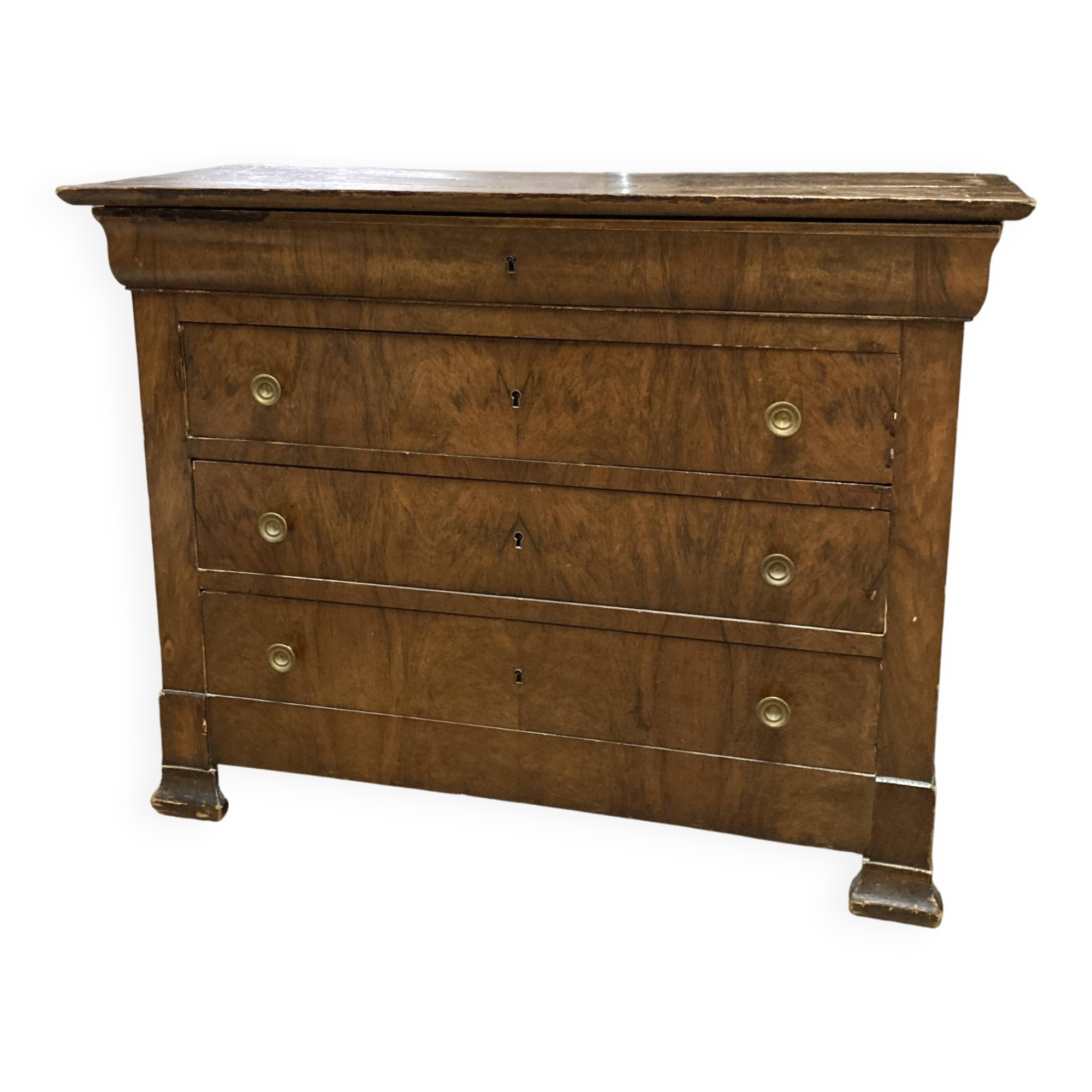 Commode de style Empire en placage de bois flammé
