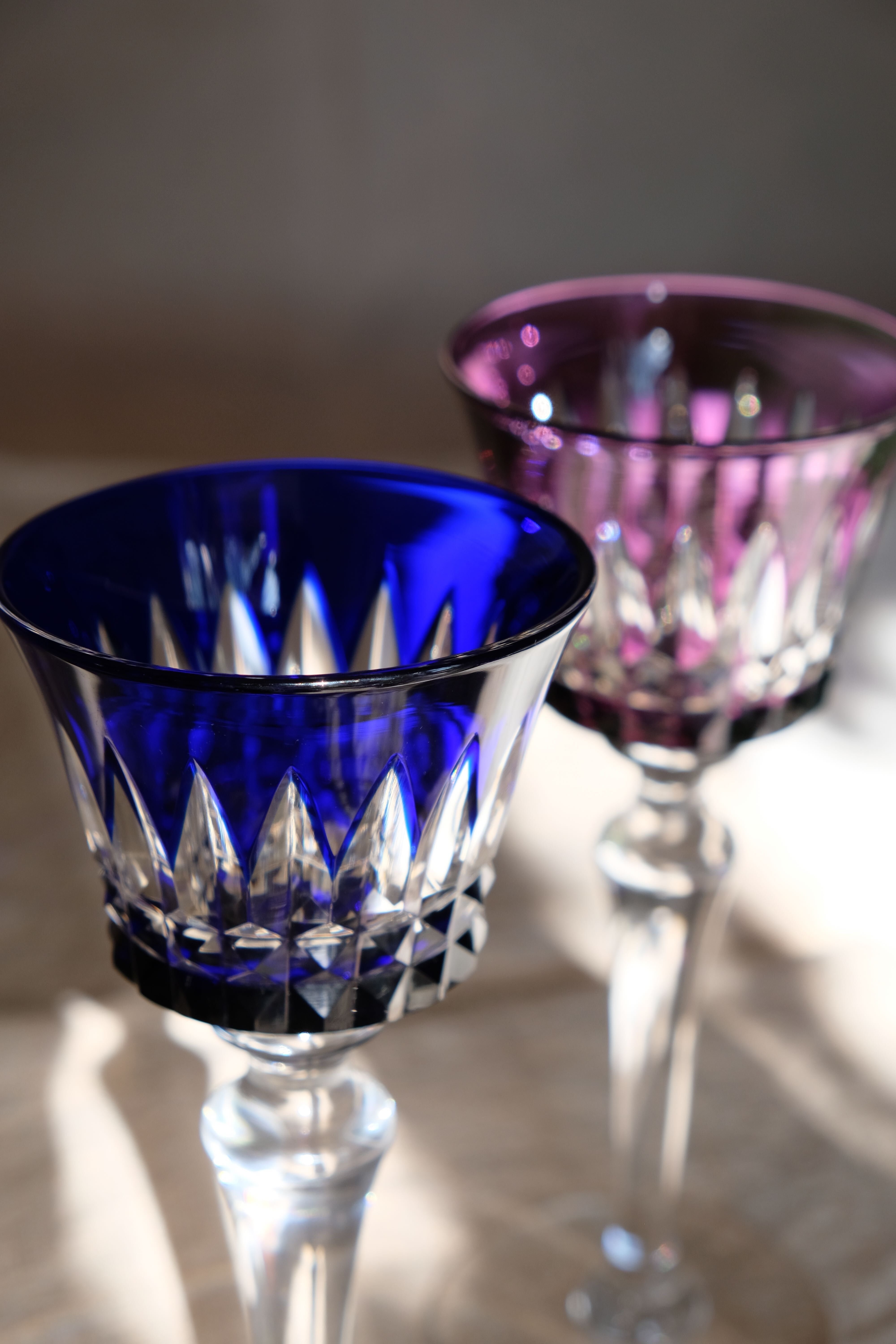 6 Baccarat glasses Piccadilly Model in colored crystal