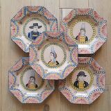 Set of 5 Henriot Quimper soup plates