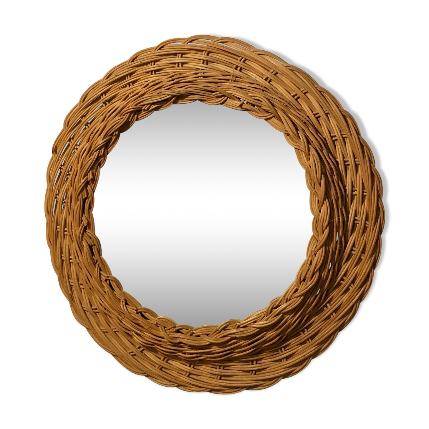 Vintage Wicker round mirror 42x42cm
