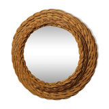 Vintage Wicker round mirror 42x42cm
