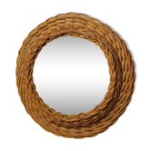 Vintage Wicker round mirror 42x42cm