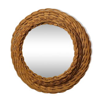 Vintage Wicker round mirror 42x42cm