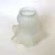 Tulip lampshade, antique frosted glass, white and golden pleated crown