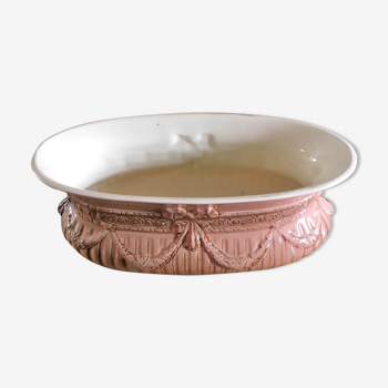 Planter in earthenware stamped de bruyn in pink tones