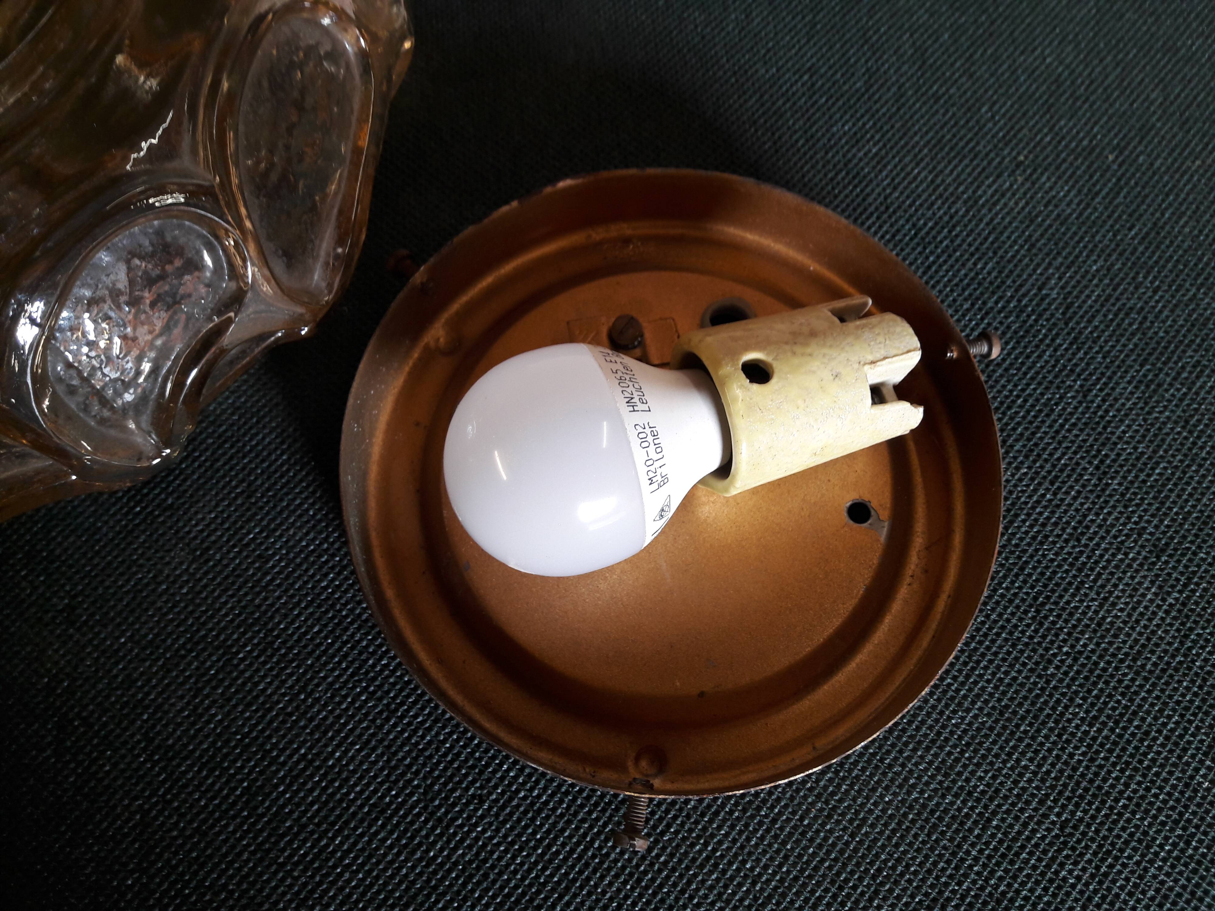 Round amber molded glass ceiling light