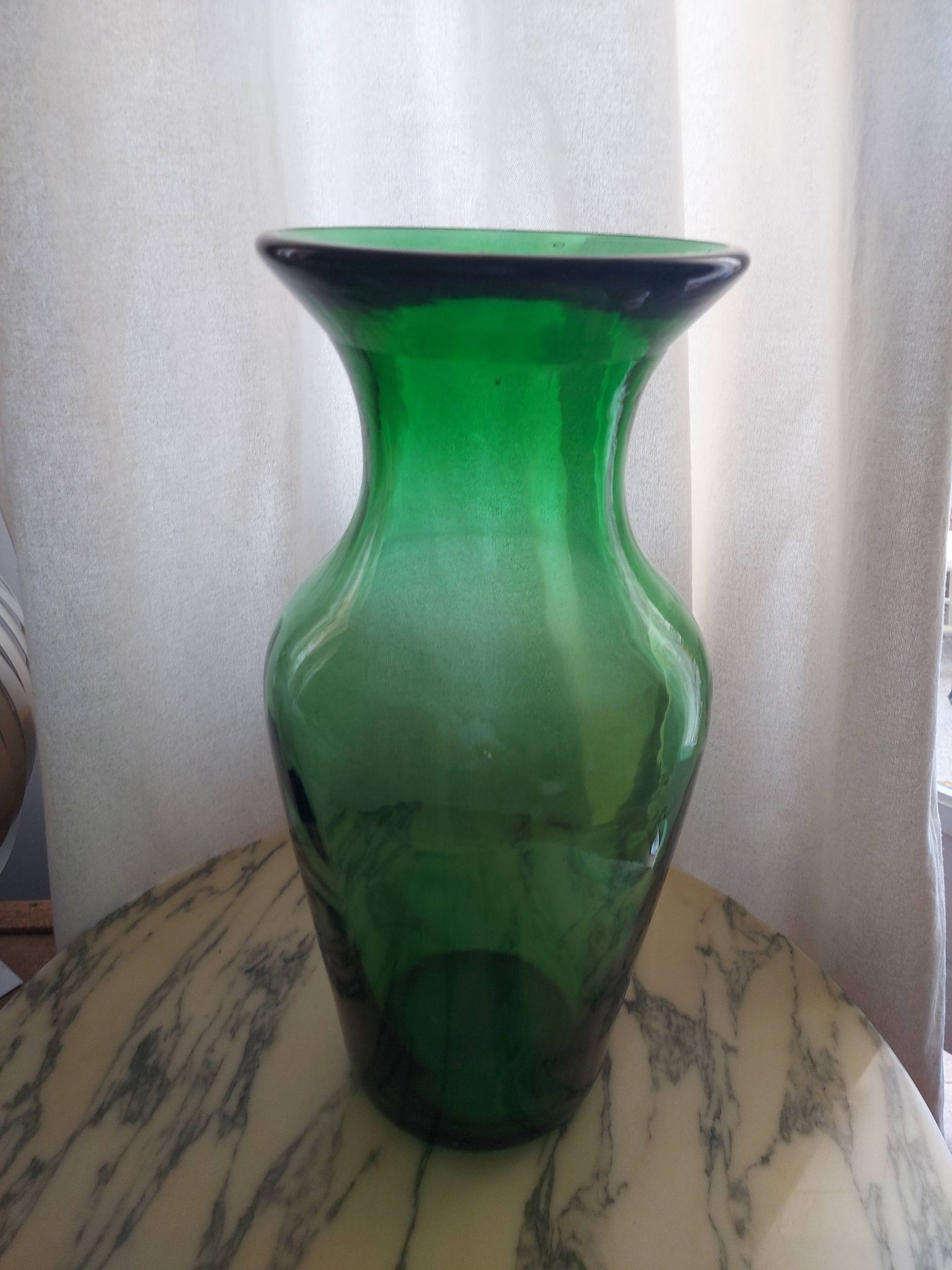Blown glass vase, bottle green