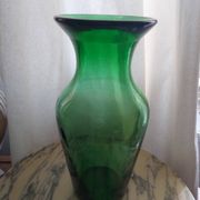 Blown glass vase, bottle green