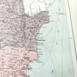 Old map Romania and Bulgaria 43x43cm from 1950