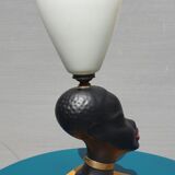 Ceramic lamp bust african woman vintage 1950
