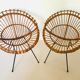 Pair of rattan armchairs, italy 60s
