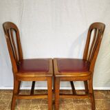 Set of four solid oak monastery style chairs