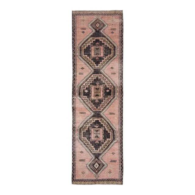 1970s Turkish Oushak Handmade Wool Cotton Orange Runner Rug 92x331