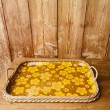 Vintage woven rattan tray