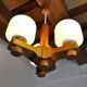 Nordic chandelier in Wood and Opaline, Denmark, 1970
