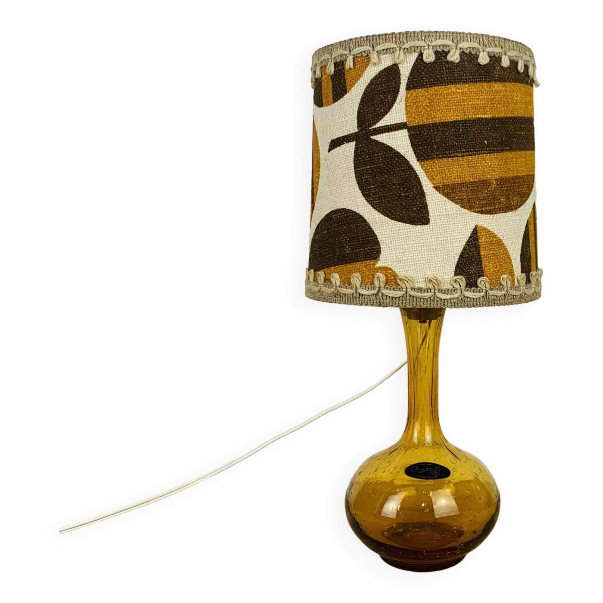 Amber bubble glass bottle lamp from the 70s