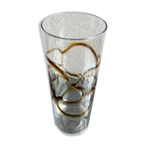 Vintage Glass Vase, yellow and brown Filigree, Coffee Table Decorative