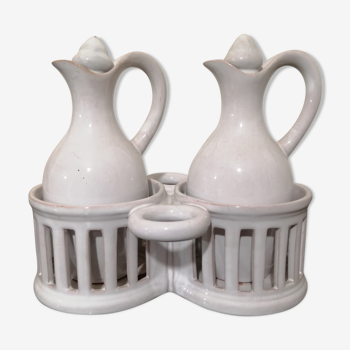 Huilier et vinaigrier porcelaine blanche