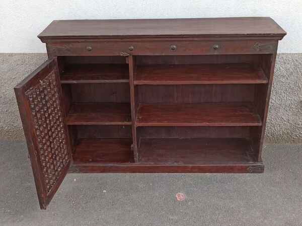 Buffet console avec étagère et porte grillagée