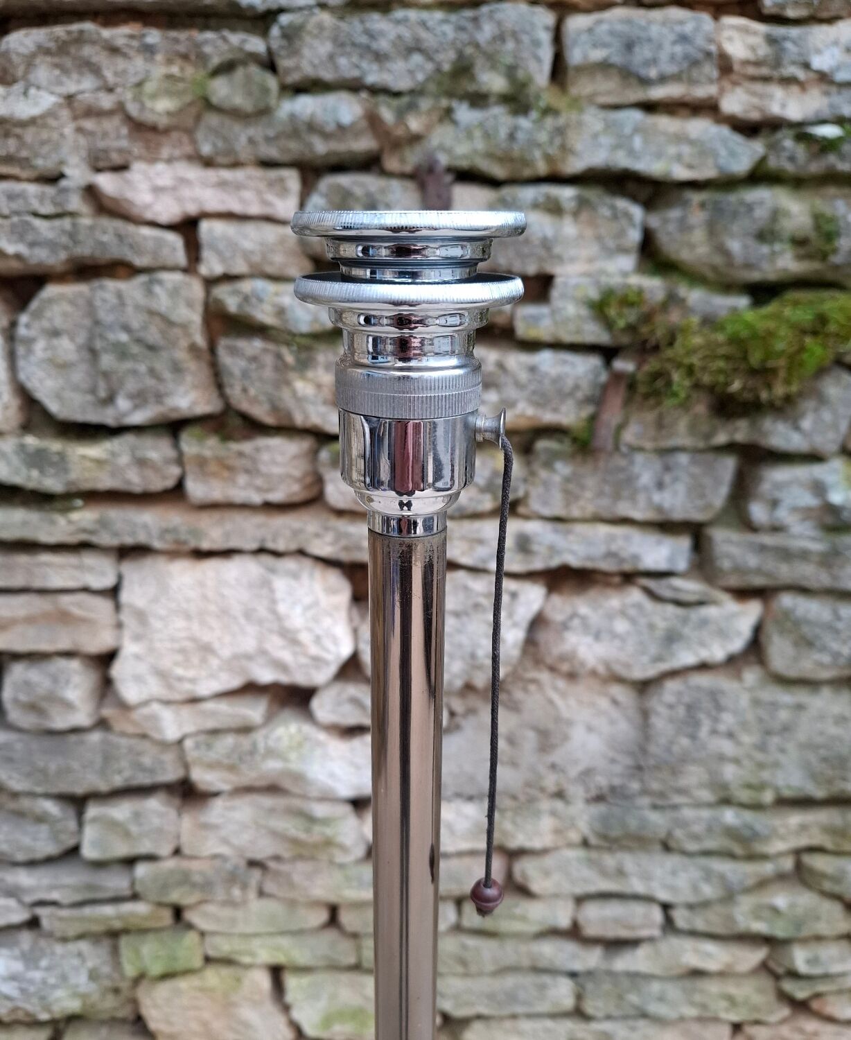 Chrome and brass floor lamp