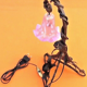 Art nouveau era wrought iron lamp tripod foot, decor foliage and roses