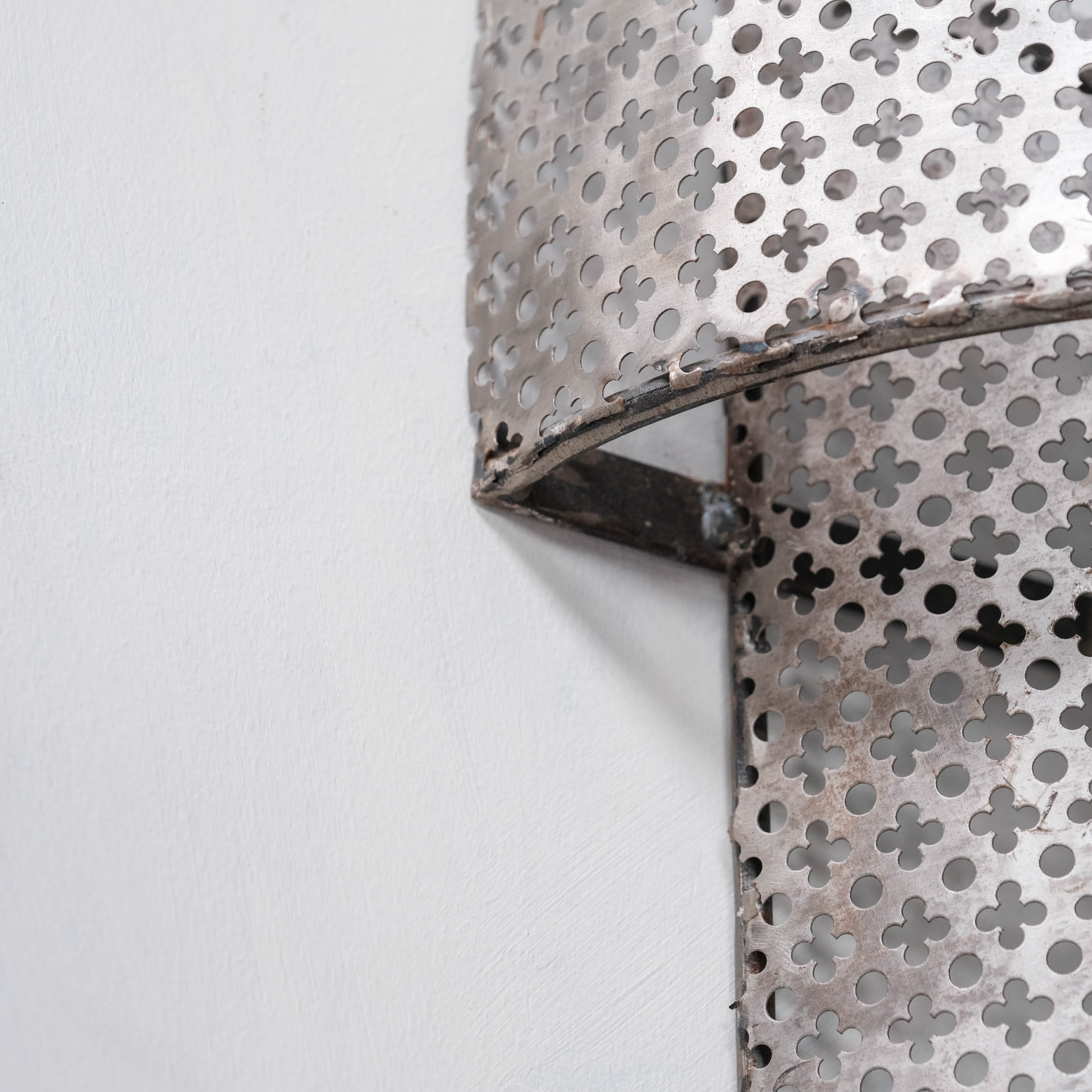 Pair of Mid-Century Perforated Metal Wall Sconce Lights