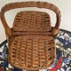 Brown woven vintage wicker basket with 2 lids.