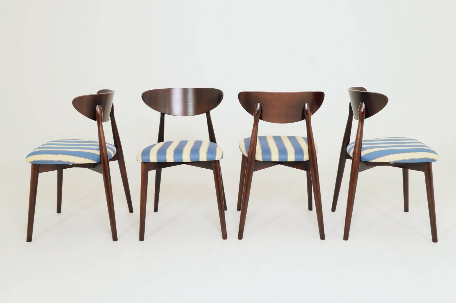 Modern set 4 Dining Chairs, Striped Fabric, French style