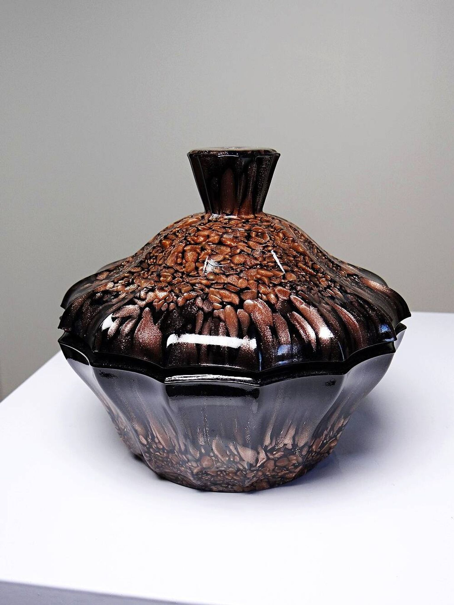 Vintage Vincenzo Nason Murano black aventurine glass sugar bowl/box