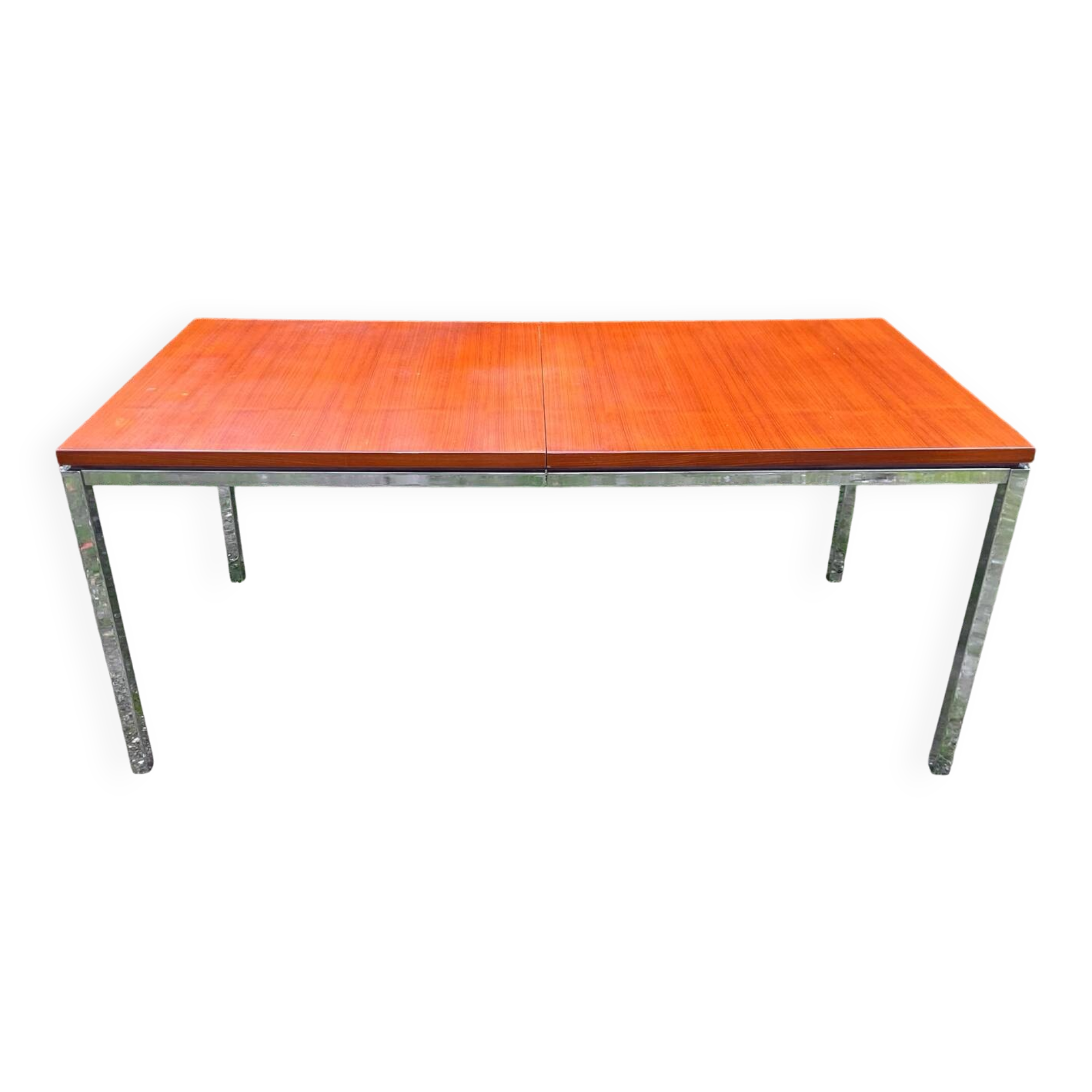 Vintage teak and chrome metal dining table