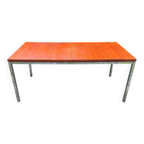 Vintage teak and chrome metal dining table