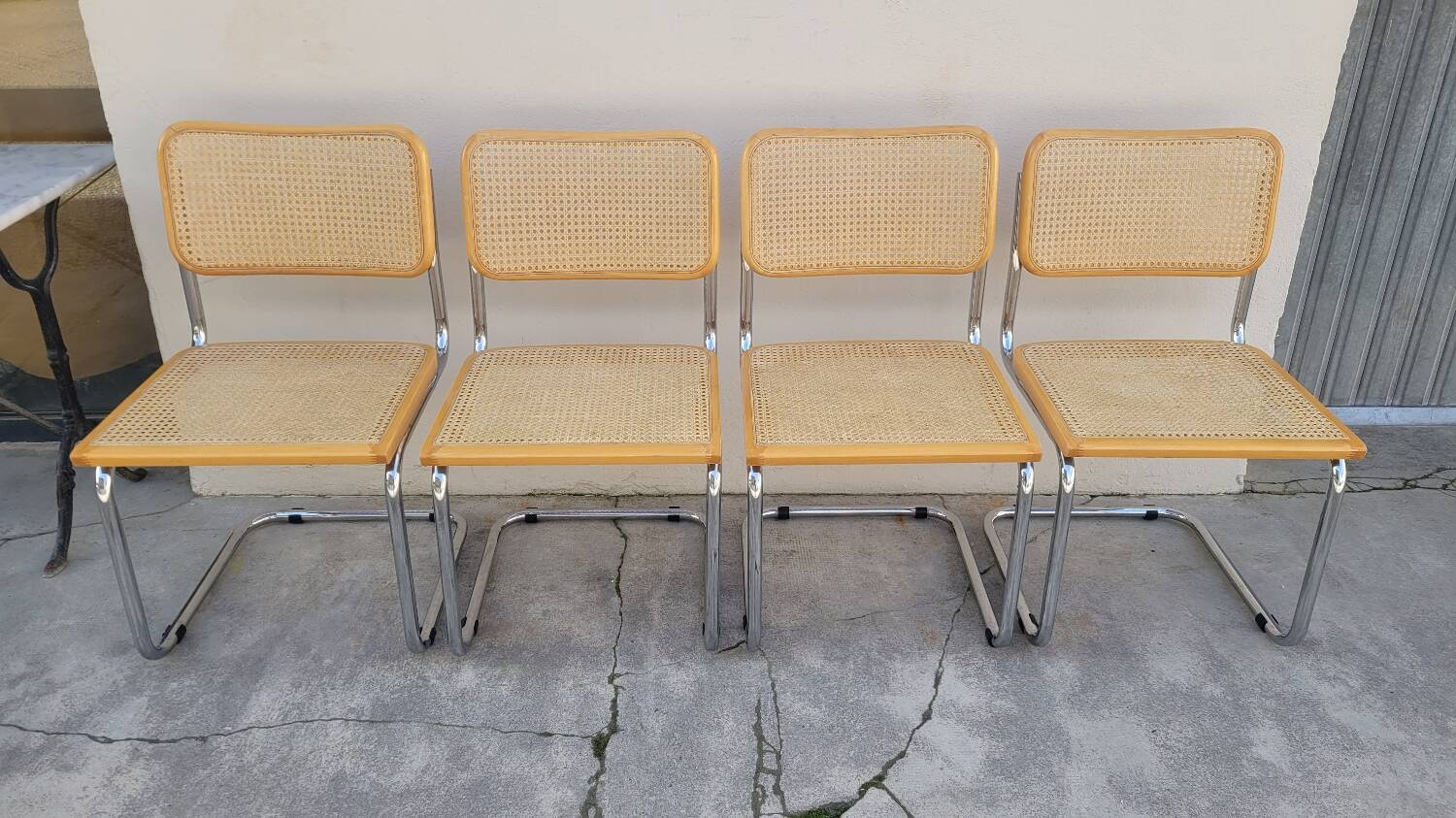 Series of 4 Marcel Breuer B32 chairs signed Italy - 1970s