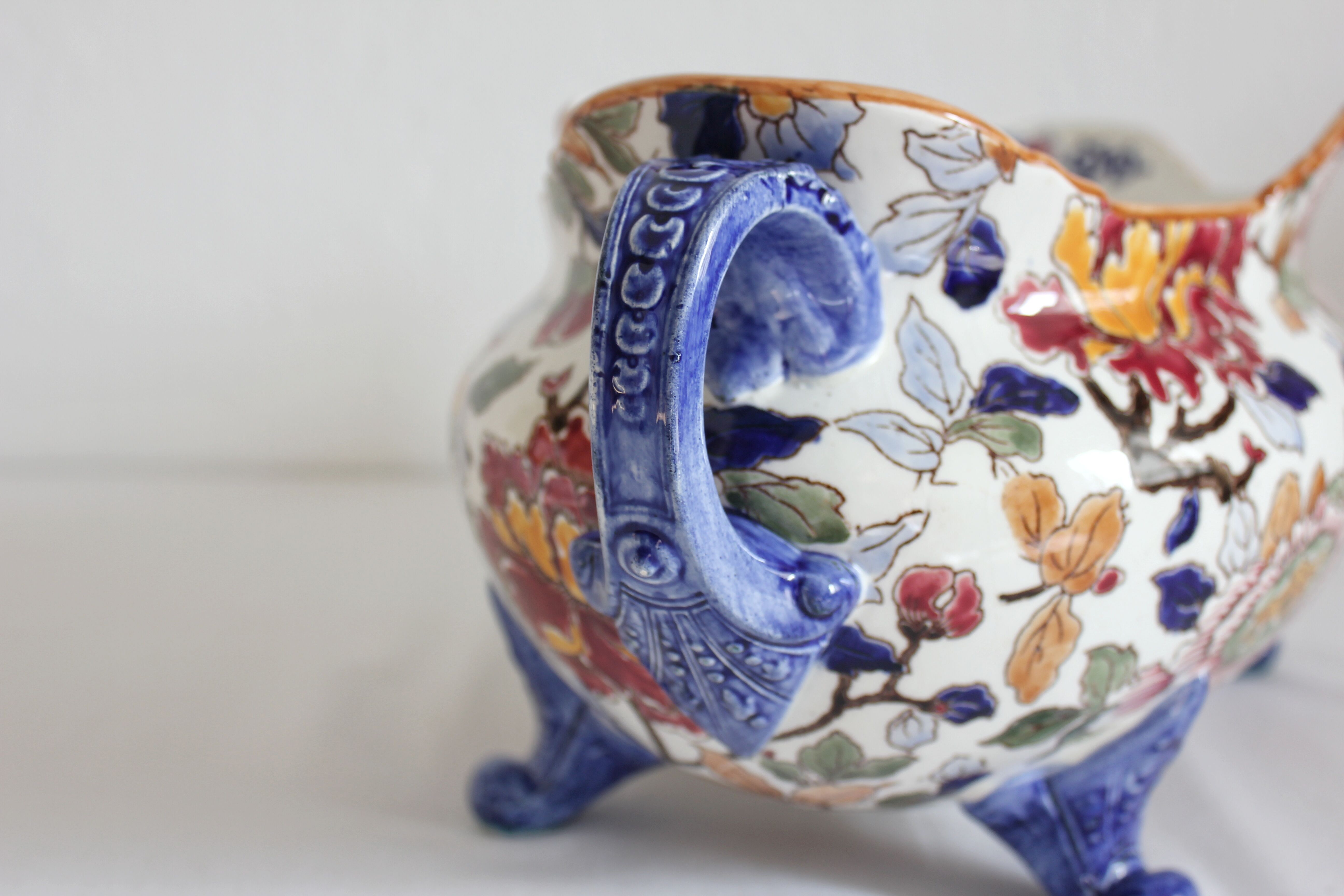 Bernard planter with handles, Peonies, Gien earthenware