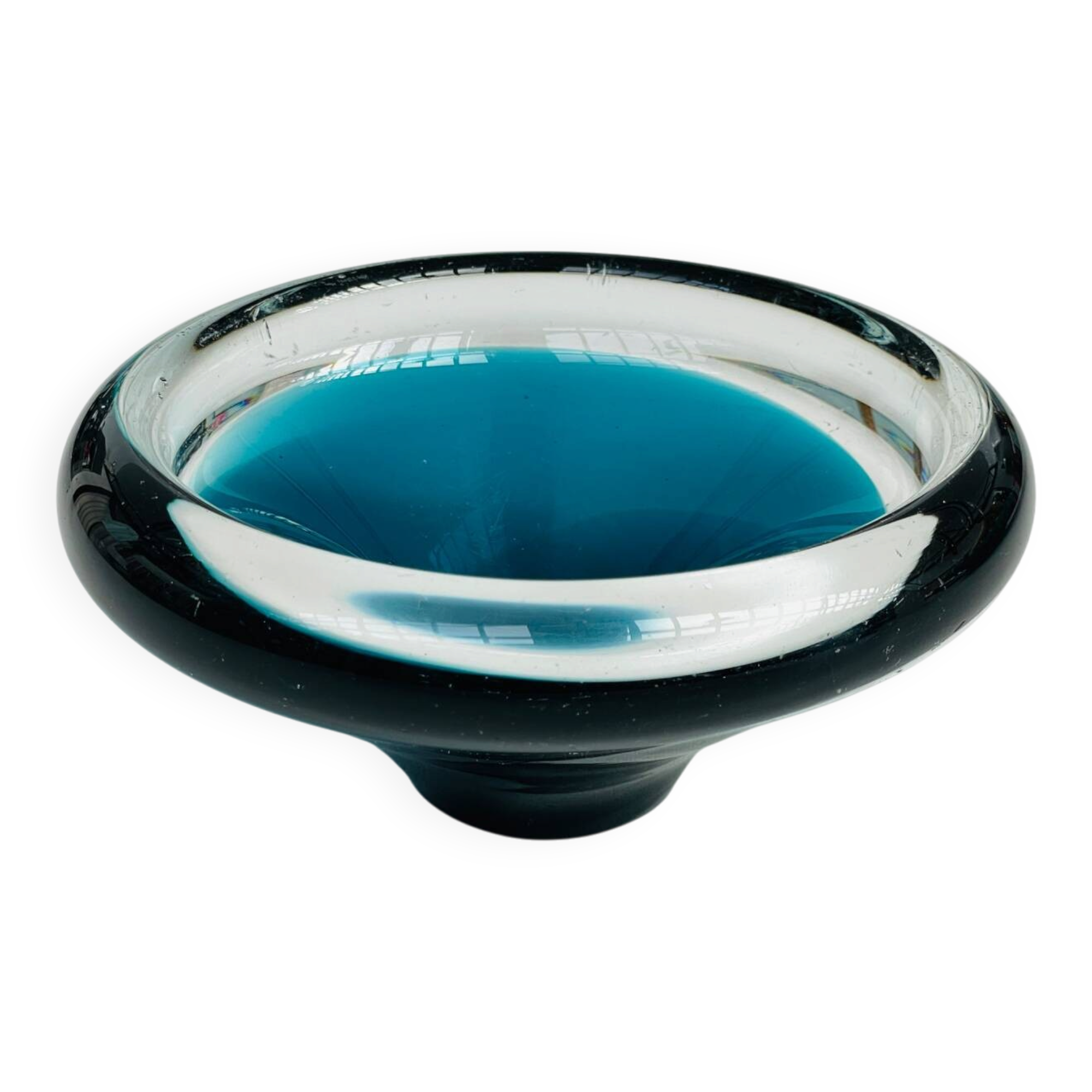 Scandinavian blue sommerso glass catchall – vintage design from the 1960s.