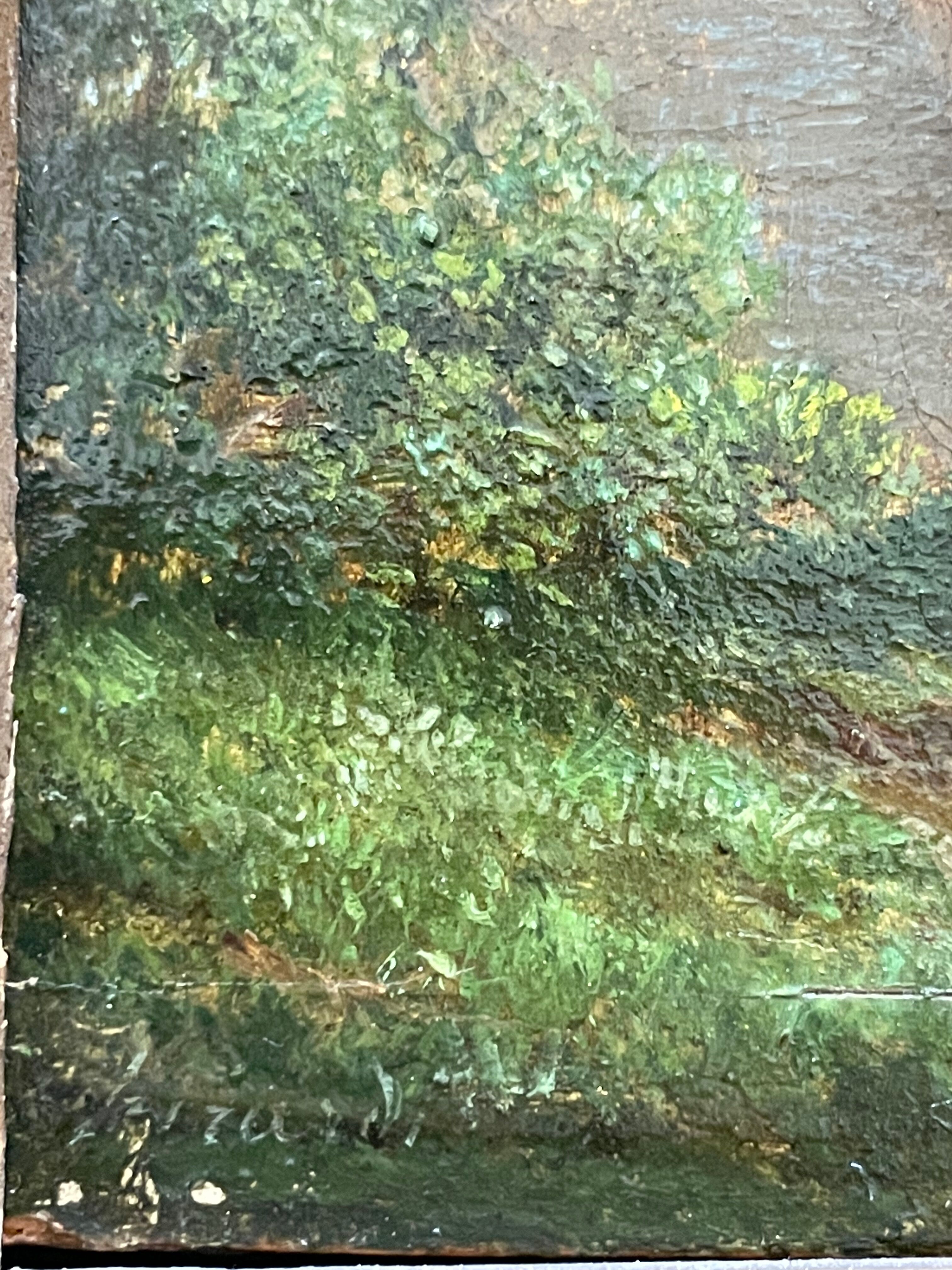 Painting old animated landscape Theodore Ghirardi nineteenth