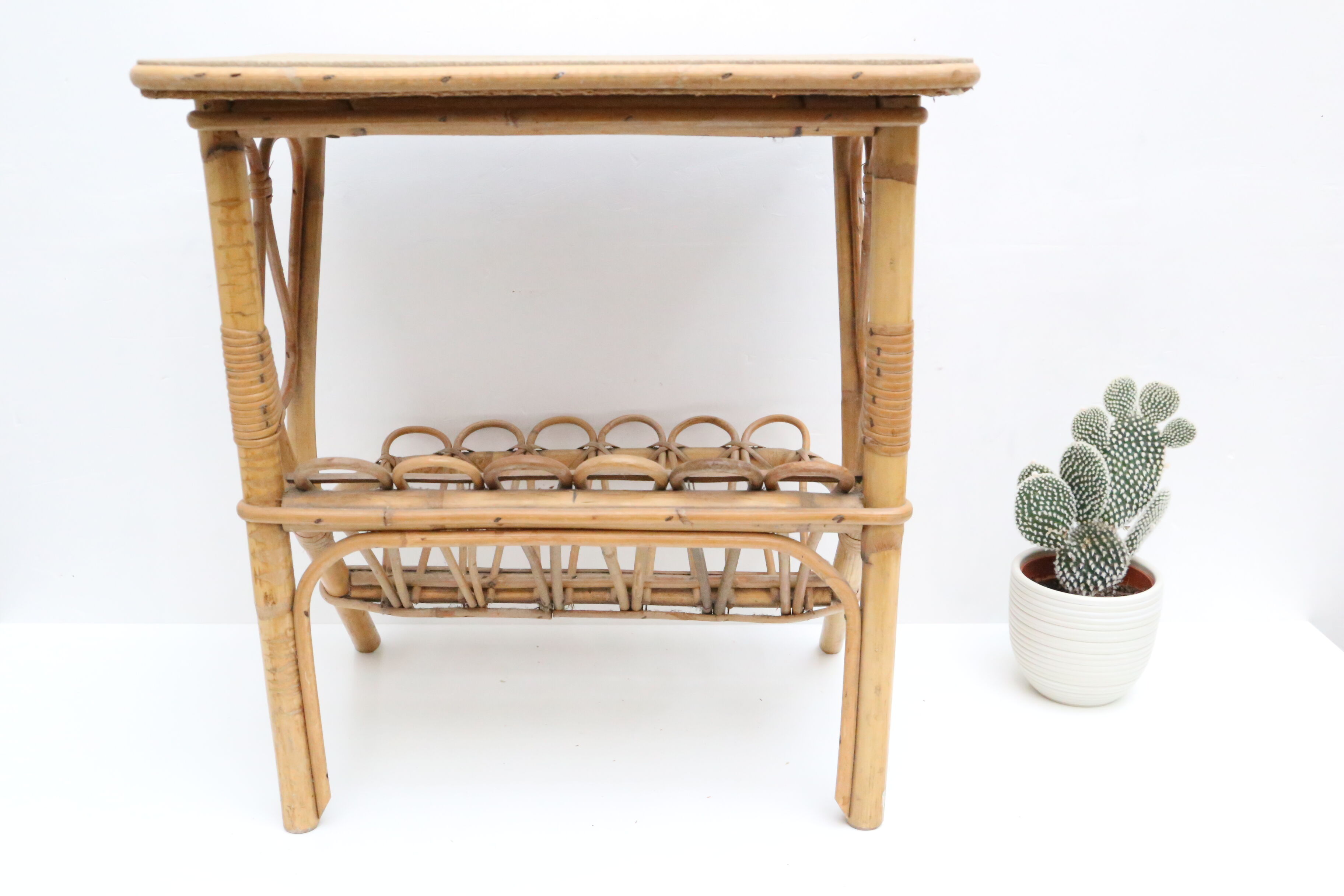 Side table in rattan