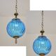 2 suspensions en verre de Murano bleu, 1960