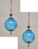 Set of 2 charming vintage Murano blue glass pendant lights, 1960