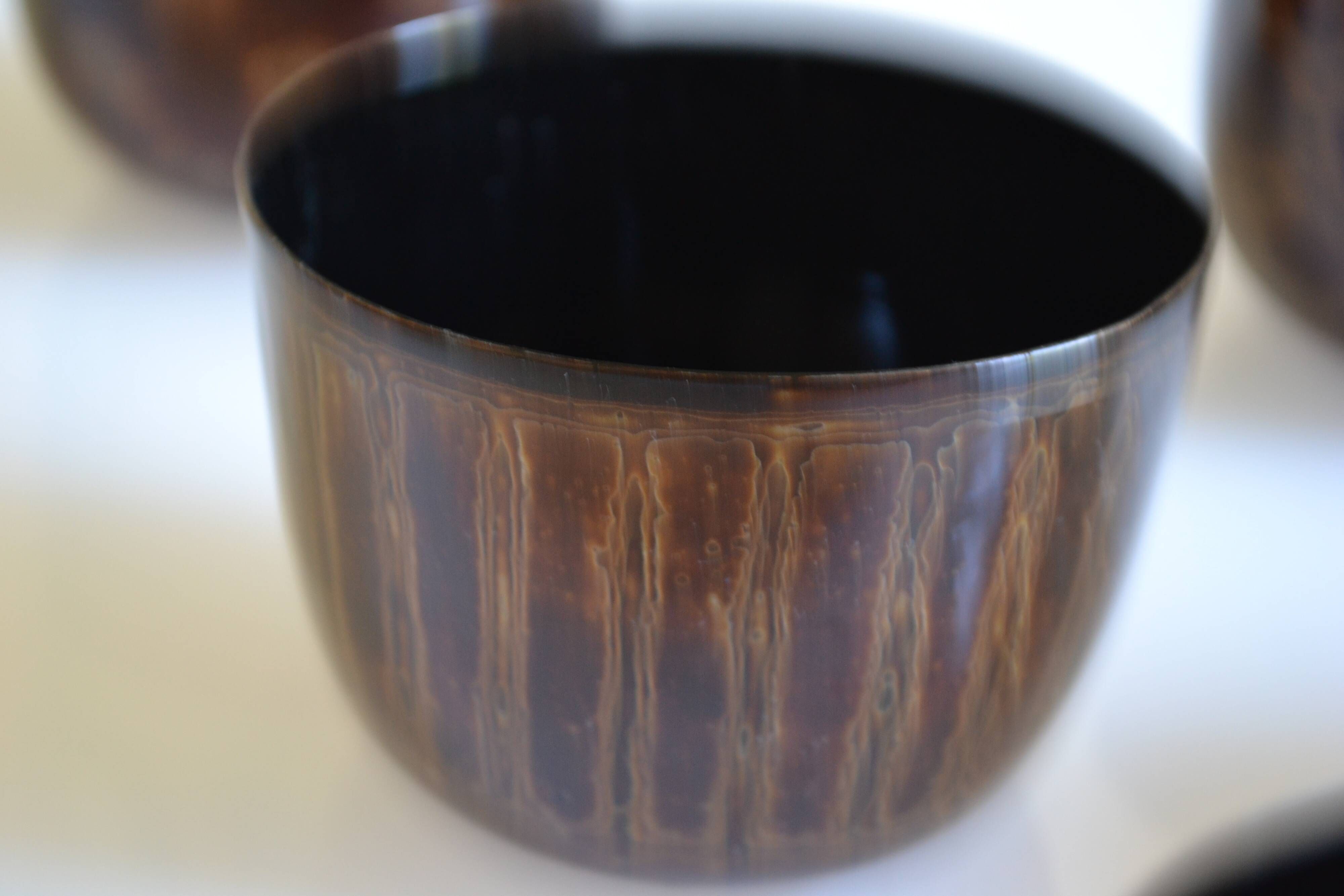 Set of 6 traditional bowls Burmese craftsmanship lacquered bamboo horsehair