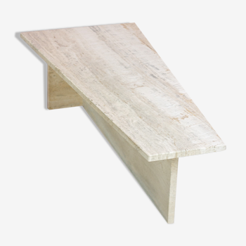 Architectural coffee table from the 70s in modernist travertine