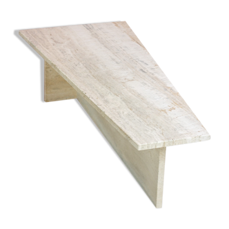 Architectural coffee table from the 70s in modernist travertine